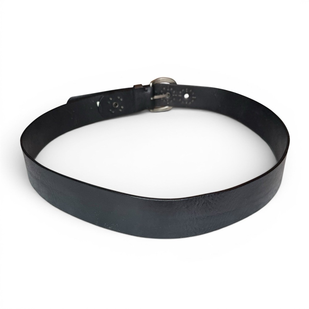 Fossil Boho Hippie Belt L Black Leather Studded Floral Grommet Vintage Y2K - Picture 3 of 7